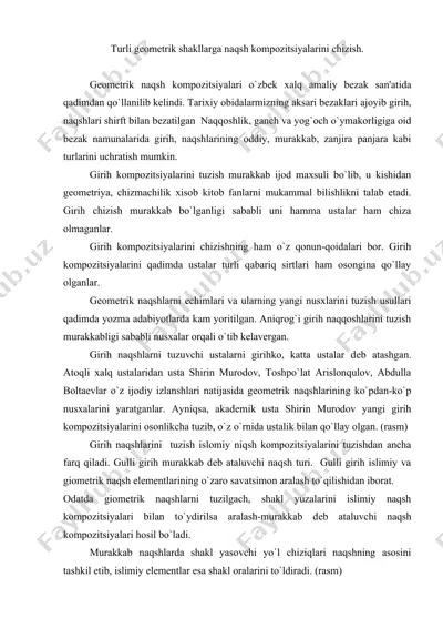 turli gеomеtrik shakllarga naqsh kompozitsiyalarini chizish — DOC