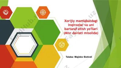 xorijiy mamlakatdagi inqirozlar va uni bartaraf etish yo‘llari (misr davlati misolida) — PPTX