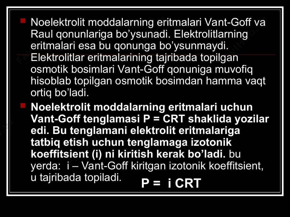 larga ba‘zi kislotalar (masalan, sirka, tsianid, karbonat kislotalar va hokazo), ba‘zi asoslar (masalan, ammoniy gidroksid, organik asoslar va hokazo) va ba‘zi tuzlar (masalan, hg (cn)2, hgcl2, fe (scn)3, fef3 va hokazo) kiradi.