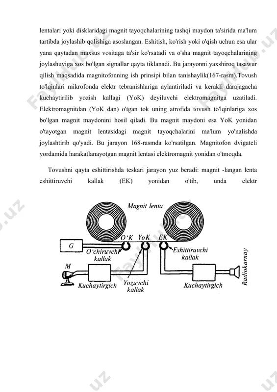 i. ehmning agnet xotirasi. dastlabki avlod agnetn hisoblash mashinalari (ehm) ning xotirasi ham xuddi magnitofonnikiga o’xshash agnet lentalaridan iborat bo’lgan. lekin bu usulda kerakli ma’lumotni topishga ko’p vaqt sarflanishi, lentali kassetalarning katta hajmga va kichik xotiraga egaligi, ulardagi ma’lumotlarni daxlsiz saqlash ancha qiyinligi tufayli ma’lumot saqlashning yangi usullarini izlash zarurati tug’ildi. hozir ehmning xotirasi sifatida agnet disklaridan foydalaniladi. odatda, kompyuterlarning ishchi xotirasi ikki qismdan iborat bo’ladi. birinchi qism bevosita ishlash uchun foydalanilsa, ikkinchi qism xotira vazifasini o’taydi. dastlabki kompyuterlarning ishchi xotirasi 1 mbayt bo’lgan. (bayt — axborot o’lchami:l kbayt 1024 baytga, 1 mbayt 1024 kbaytga teng). hozirgi paytda murakkab ishlar uchun 64 mb, 128 mb va undan ham kattaroq xotiralarga ega kompyuterlardan foydalaniladi. magnit disklari va ularning qo’llanilishi. magnit disklaridan kompyuterlarning ishchi xotirasi sifatida foydalanishdan tashqari, ma’lumotlarni bir kompyuterdan ikkinchisiga o’tkazish va ma’lumotlarni saqlash uchun ham foydalaniladi. u go’yoki kompyuterning qo’shimcha xotirasi sifatida ham xizmat qiladi. asosan 5,25 va 3,5 …