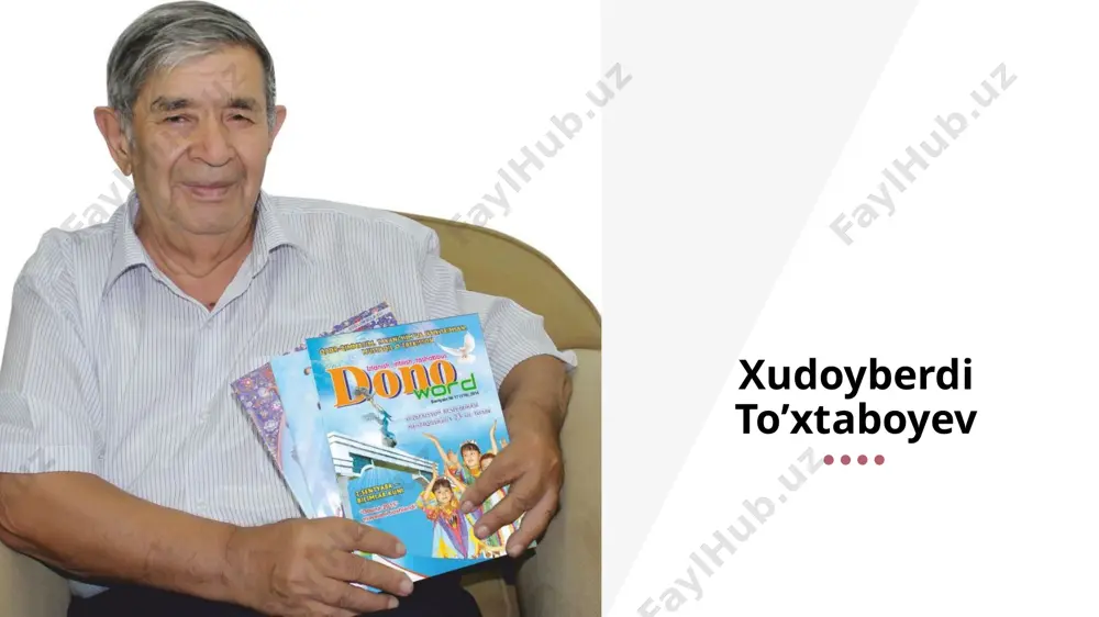 kuyib kul boladi. olov esa, tabiiyki, sariq rangdadir. xo’sh, adibning nomini mashhur qilgan bu asarning siri nimada? nima uchun roman aynan shunday nomlangan? shu o’rinda, avvlo, “sariq dev” iborasining majoziy manosini ifodalash joiz. nima uchun aynan “sariq”, qora yoki oq emas? malumki, sariq – nafs-olov manolarini bildiradi. xalqimizda nafsini tiya olmagan, nafsining quliga aylangan, ya`ni nafs bandalari “nafsi olovlar” deb ham ataladi. “sariq devni minib” asari quyidagi bo’limlardan iborat: 1-bo’lim. sehrli qalpoqcha. 2-bo’lim. sariq devni minib. 3-bo’lim. mening ham do`stlarim bor. xudoyberdi toʻxtaboyevning “bola”lari dilkashligi, begʻuborligi va, albatta, komizm ruhi bilan sugʻorilganligi bilan ajralib turadi. uning birgina “hoshimjon”ida bola xarakterining turli qirralarini kuzatishimiz mumkin. dastlab, hoshimjon bilan tanishib borar ekanmiz, bu bolaning tabiatidagi quvnoqlik, kulgi-hazilga moyillik jihati oydinlasha boradi: “ – hoshim, – deb chaqirib qoldi. – labbay, oyijon. – nega tovuqlarga don bermading? – nima dedingiz, oyi? – nega tovuqlarga don bermading, deyapman, nima qulogʻing devorning ostida qolganmi? – …