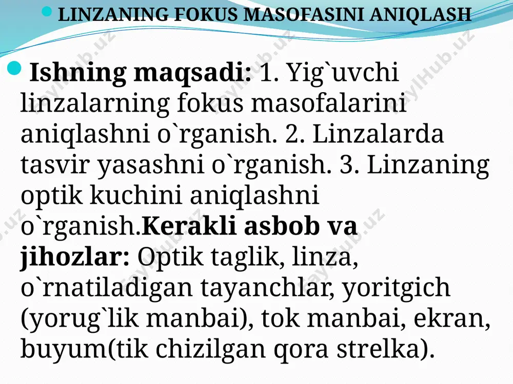 linzalarning fokus masofasini aniqlash - Page 4