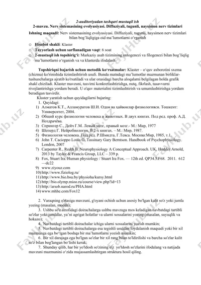 nerv sistemasining evolyutsiyasi — DOCX