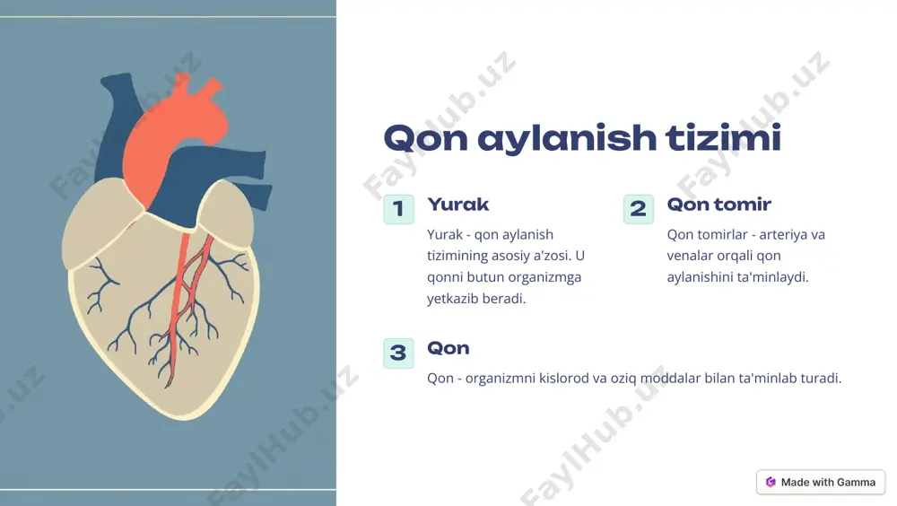 https://gamma.app/?utm_source=made-with-gamma gorchichnik qo'yishning afzalliklari qon aylanishni yaxshilaydi gorchichnik qo'yish orqali qon tomirlar kengayadi va qon aylanishi yaxshilanadi. yallig'lanishni kamaytiradi gorchichnik yallig'lanish jarayonlarini sekinlashtiradi va og'riqni kamaytiradi. terlashni faollashtiradi gorchichnik qo'yish organizmni faollashtiradi va toksik moddalarni chiqarib tashlashga yordam beradi. immun tizimini kuchaytiradi gorchichnik immun tizimini faollashtiradi va organizm qarshiliq kuchini oshiradi. https://gamma.app/?utm_source=made-with-gamma gorchichnik qo'yishning usullari 1 teri tanlab tozalash gorchichnik qo'yish uchun teriga salgina nam yoki yumshoq sovun surtiladi. 2 gorchichnik matosi tayyorlash gorchichnik matosi teri rangida bo'lishi, yupqa va nozik bo'lishi kerak. 3 gorchichnik qo'yish joyi gorchichnik odatda ko'krak, orqa yoki oyoqlarga qo'yiladi. 4 gorchichnik ta'sir davri gorchichnik 15-30 daqiqa davomida ta'sir etadi, keyin ehtiyotkorlik bilan olib tashlanadi. https://gamma.app/?utm_source=made-with-gamma gorchichnik qo'yish jarayoni teri tayyorlash terini yumshoq sovun yoki namlab tozalash gorchichnik matosi tayyorlash yupqa va nozik mato parcha olish gorchichnik qo'yish matoni teriga mahkam bosib qo'yish gorchichnik ta'sir vaqti 15-30 daqiqa davomida ta'sir qilishi gorchichnikni olib tashlash ehtiyotkorlik bilan …