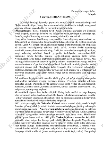 merkantilizm — DOCX