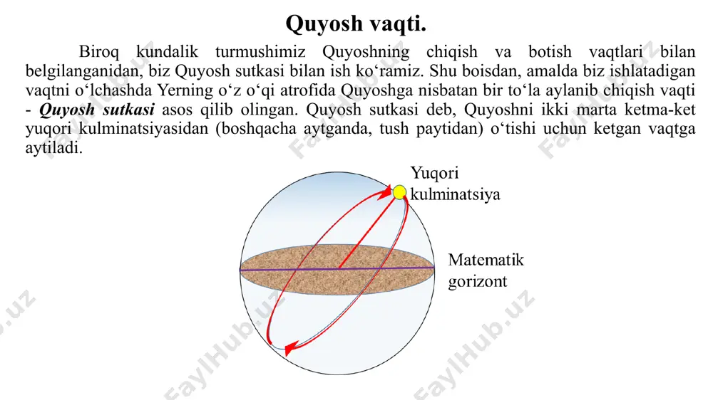 i 19,5 sekundgagina uzun edi, xolos. bu xatolik shu qadar kichik ediki, u yig‘ilib-yig‘ilib 4500 yil o‘tgandan so‘nggina 1 kunga yetardi. biz ishlatayotgan grigorian kalendarining xatosi bir kunga yetishi uchun esa 3300 yil (ya’ni hayyom kalendaridagidan 1200 yil kam vaqt) kerak bo‘ladi. oy-quyosh kalendarlari. oy-quyosh kalendari oy va quyoshning ko'rinma harakatlari davriyligiga asoslangan kalendar hisoblanadi. sinodik oyning davomiyligi 29.53059, tropik yil esa 365.2422 kun. demak, tropik yilda 12,36827 sinodik oy mavjud. shunday qilib, kalendar yili 12 (muntazam yil) yoki 13 kalendar oydan iborat bo'lishi mumkin. kalendar yilining o'rtacha davomiyligi tropik yil davomiyligiga yaqin bo'lishi uchun qo'shimcha oylarni kiritish tizimi talab etiladi. sakkiz yillik siklli yoki "oktaeterid" qadimiy bobilda va yunonistonda ishlatilgan bo'lib, u qadimgi yunon astrologi kleostrat tomonidan taklif etilgan. unga ko’ra 8 ta tropik yil 2922 kunga teng, bunda esa 99 ta sinodik oy olinadi. darhaqiqat, 99 ta sinodik oyning davomiyligi 2923,53 kunni tashkil etadi, bu esa 8 yil …
