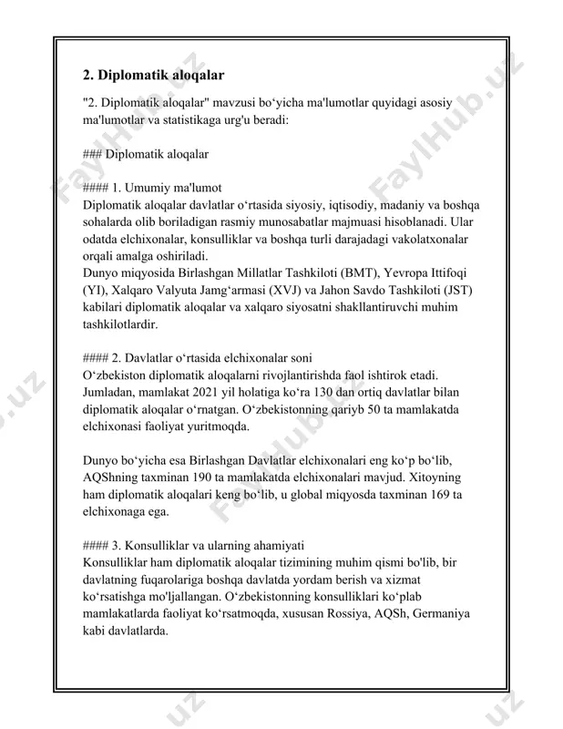illigi va barqarorligini ta'minlashga qaratilgan. ushbu siyosat doirasida iqtisodiy o‘sishni qo‘llab-quvvatlash, ishsizlik darajasini nazorat qilish va inflyatsiyani boshqarish kabilar muhim ahamiyatga ega. masalan, 2021 yilda jahon bankining ma’lumotlariga ko‘ra, dunyo miqyosidagi iqtisodiy o‘sish 5.6%ni tashkil etdi, bu esa oxirgi 80 yildagi eng yuqori ko‘rsatkichlardan biridir. shu sababli iqtisodiy xavfsizlik har qachongidan dolzarb mavzuga aylangan. kiberxavfsizlik siyosati zamonaviy dunyoda tobora ko‘proq ahamiyat kasb etmoqda, chunki ko‘plab davlat va kompaniyalar o‘z faoliyatlarini raqamli platformalarga ko‘chirishmoqda. xalqaro kiberxavfsizlik bo‘yicha 2022 yilda qabul qilingan hisob-kitoblarga ko‘ra, global kibertahdidlar natijasida dunyo miqyosida yiliga 6 trillion dollar zarar yetkazilayotgani aytiladi. shu sababli, ko'plab davlatlar va tashkilotlar kibertahdidlarni kamaytirish va ma’lumotlarni himoya qilish uchun kuchli xavfsizlik siyosatlarini ishlab chiqmoqda va yangilamoqda. terrorizmga qarshi kurash xavfsizlik siyosatining yana bir muhim qismi hisoblanadi. 2000-yillarning boshidan beri xalqaro sahnada turli terroristik guruhlar faoliyati kuchayib, bu ularga qarshi kurashni jiddiy siyosiy masalaga aylantirdi. masalan, global terror activity ma’lumotlariga ko‘ra, 2020 yilda …