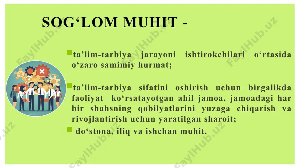 mukofotlari joriy etildi. mumbaydagi maktabda ushbu tashabbus o‘qituvchilarni sinfda darsda o‘tish usullarini yaxshilashga undadi, bu esa o‘quvchilarning samaradorligi va qoniqishini oshirishga olib keldi. yaponiya yaponiyada o‘qituvchilar o‘rtasida sog‘lom raqobatni yaratish uchun "lesson study" (darsni o‘rganish) modeli qo‘llaniladi. bu modelda o‘qituvchilar o‘z darslarini bir-birlari bilan kuzatib, tahlil qiladilar va har bir o‘qituvchining pedagogik yondashuvlari haqida fikr almashadilar. xorijiy tajriba 1.7.2013 ‹#› mavzuni qiyosiy tahlil etilganligi t/r amaldagi holat (o‘zbekistonda) amaldagi holat (xorijda) taklif 1. o‘zbekistonda o‘qituvchilarning muvaffaqiyatlari uchun mukofotlash tizimi mavjud, lekin bu tizim asosan umumiy baholashga asoslangan va ko‘pincha individual natijalar o‘rniga jamoaviy natijalarga yo‘naltirilgan. hindiston: hindistonda o‘qituvchilarni mukofotlash uchun “yilning eng yaxshi o‘qituvchisi” kabi dasturlar mavjud. bu o‘qituvchilarni rag‘batlantirish va sog‘lom raqobatni yaratish uchun samarali tizimdir. maktabda o'qituvchilarni xamkor tashkilotlar, xomiylar yordamida tizimni tashkil etish. 10 2. o‘zbekistonda o‘qituvchilarni baholash tizimi ko‘pincha natijalarga asoslanadi, lekin ko‘pincha bu individual ko‘rsatkichlar orqali amalga oshiriladi. o‘qituvchilar o‘rtasida sog‘lom raqobatni yaratishda mukofotlash tizimi …