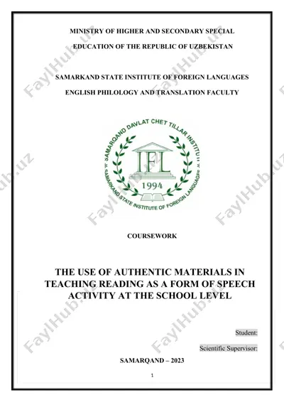 the use of authentic materials in teaching reading — DOCX