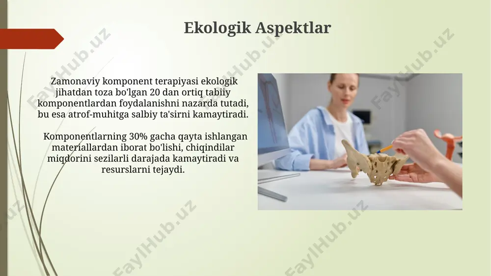 rning vizualizatsiyasi, masalan, grafiklar yordamida, murakkab klinik holatlarni tushunish va davolash strategiyasini 2 barobar samarali tanlash imkonini beradi. texnik yordam va qo'llab-quvvatlash texnik yordam va qo'llab-quvvatlash komponent terapiyasining samaradorligini 20-30% ga oshirishi mumkin, chunki u 10 dan ortiq muhim texnik parametrlarni nazorat qilish imkonini beradi. malakali mutaxassislar tomonidan taqdim etiladigan texnik yordam va qo'llab-quvvatlash, 5 ga yaqin turdagi komponentlar bilan ishlashda xatoliklar sonini 2 barobar kamaytiradi. e'tiboringiz uchun rahmat @taqdimot_robot image1.jpg image2.jpg image3.jpg image4.jpg image5.jpg image6.jpg image7.jpg image8.jpg image9.jpg image10.jpg image11.jpg image12.jpg image13.jpg image14.jpg image15.jpg image16.jpg image17.jpg