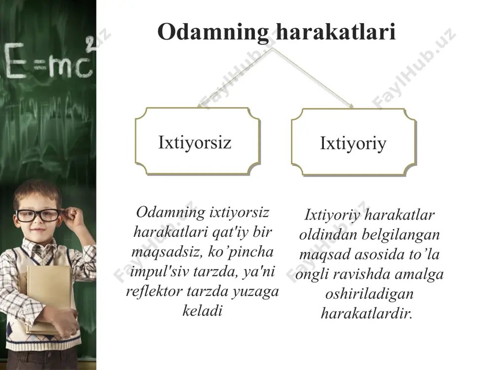 ini tasavvur etish demakdir. maqsad ko’zlash kishining avvalo shaxsiy (biologik va madaniy ruhiy) ehtiyojlariga bog’liq. ko’pincha kishining maqsad ko’zlashi va biron-bir narsaga intilishi tevarak-atrofdagi tabiiy vaziyatga, yoki xuddi shu paytda kishi yashayotgan jamiyatga bog’liq bo’ladi. istak shunday holatki, bunda odam o’ziga allanima kerakligini his qilib turadi-yu, bu narsani nima ekanligini aniqlab ololmaydi, ya'ni uni tasavvur qilolmaydi, fahmiga yetmaydi. bunday odamning o’zi ba'zan "menga bir narsa kerak, bir narsa yetishmayapti, ammo bu narsaning nima ekanligini o’zim ham bilmayman" degan gapni ko’ngildan o’tkazadi. ehtiyoj ko’ngildan kechib, mudom kuchaygan shu ehtiyojni qondirishga intilish maqsadi ham anglanila boshlaydi. bunday anglanilgan ehtiyojlar tilak-havaslar deb ataladi. ammo odam o’z intilishlarining maqsadini tasavvur qilganda ham shu maqsadga yetishish yo’llari va vositalarini hali tasavvur qila olmasligi mumkin. bunday to’la anglanilmagan intilishlar (tilak, havas) ba'zan zo’r xayol surish bilan, ba'zan esa cheksiz orzu bilan bog’liq bo’ladi. ba'zan (xayolparast insonlarda) bunday tilak havaslar ko’ngildan kechirish orqali orzu (fantaziya) doirasida qolib …