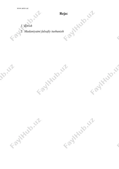 madaniyatni falsafiy tushunish — DOC