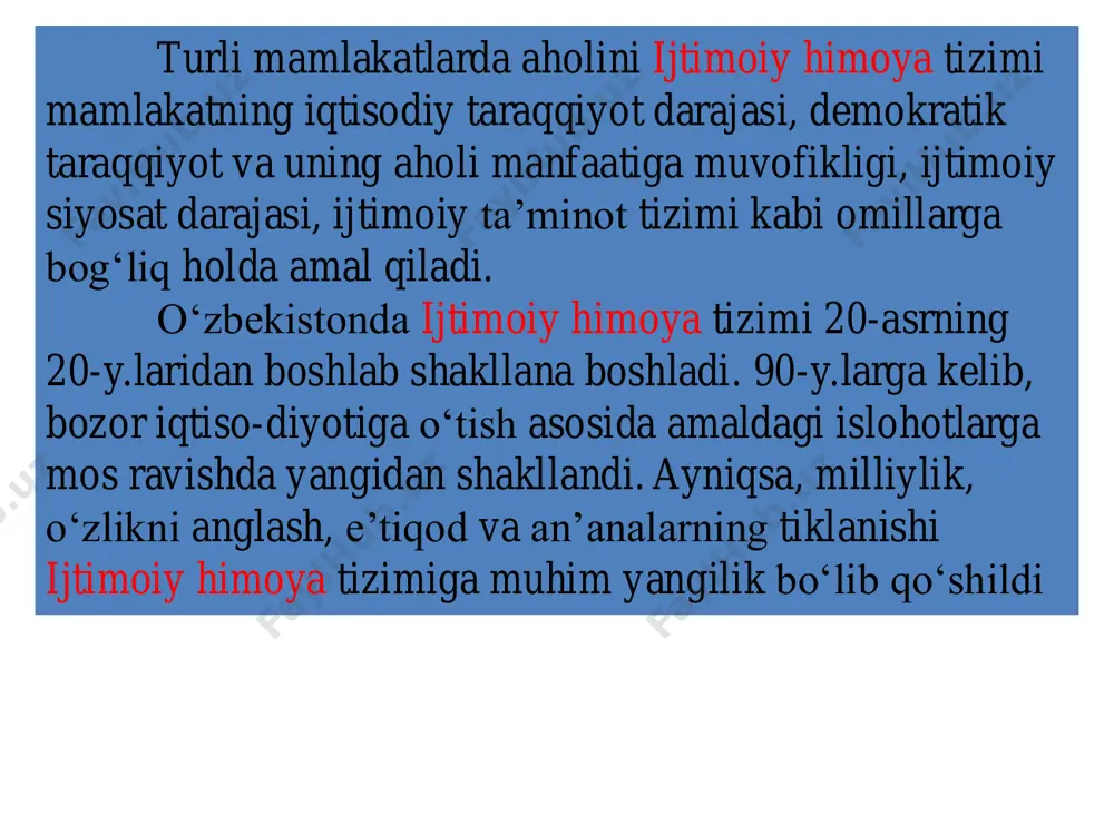 ln. nusxa darsliklar chop etildi va 10 mingga yaqin umumta’lim maktabida 11 yillik ta’limga o‘tilgan holda o‘qitish tizimi yo‘lga qo‘yildi. yangi tizim • 2017 - yil tibbiyot sohasida bakalavriat muddati 7 - yildan 6 yilga, tibbiyot profilaktika yo‘nalishida esa 6 yildan 5 yilga tushiriladi • 2017 - yil 16 noyabrda “oliy ta’lim bakalavriatga kirish test sinovlarini o‘tkazish tartibini takomillashtirish to‘g‘risida” prezident qarori chiqarildi 2021 йил номида белгиланган соҳаларни ислоҳ қилишга доир вазифалар: фаолият йўналишлар имиз олий таълимн инг қамрови ва сифатин и ошириш мактаб таълимин инг сифатини ошириш мактабгача таълим соҳасини ривожланти риш меҳр- мурувва т кўрсати ш бўйича янги тизим бандли ни таъминл аш, тадбирко р-ликни қўллаб- қувватла илм- фан ва инновац ия-ларга кенг йўл очиш 2021 йилда ги 1. мактабгача таълим соҳасини ривожлантириш йўналишлари: 0 1 0 2 0 3 0 4 0 5 0 6 0 1 02 03 04 0 5 0 6 узоқ қишлоқларда мактабгача …
