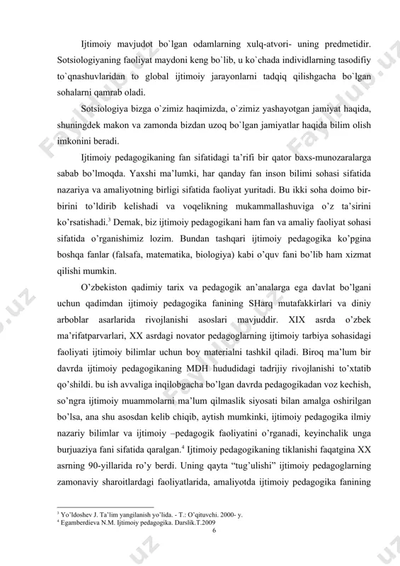 hu asosdan kelib chiqib, aytish mumkinki, ijtimoiy pedagogika ilmiy nazariy bilimlar va ijtimoiy –pedagogik faoliyatini o’rganadi, keyinchalik unga burjuaziya fani sifatida qaralgan. ijtimoiy pedagogikaning tiklanishi faqatgina xx asrning 90-yillarida ro’y berdi. uning qayta “tug’ulishi” ijtimoiy pedagoglarning zamonaviy sharoitlardagi faoliyatlarida, amaliyotda ijtimoiy pedagogika fanining yutuqlaridan foydalanish zaruriyati tug’ilgani bilan izohlanadi. bu yerda davlat va jamiyatning faoliyat yuritishining yangi tamoyillari-bozor iqtisodiyoti, raqobat, byudjetdan pul ajratishni kamaytirish, dunyo hamjamiyatiga kirish, iqtisodiy holatning barqarorligi nazarda tutilmoqda. shu bilan birga ijtimoiy hayotni demokratiyalashtirish, jahon hamjamiyatiga kirish aholining kam ta’minlangan qatlamlariga e’tiborni yanada kuchaytirishni talab qiladi. biroq bundan avvalgi davrning nazariya va amaliyotining tizimlashtirilmog’ini bu ikki soha bir-biridan alohida ravishda rivojlanishiga sabab bo’ldi va ijtimoiy pedagogika fan sifatida shakllanishiga ta’sirini ko’rsatdi. natijada bugunda ilmning bu sohasini to’liq qamrab oluvchi ta’rif mavjud emas. masalan, yu.v.vasilkova bu fanni “alohida shaxs va guruhni tarbiyalash va o’qitish nazariya va amaliyoti” deb ta’kidlaydi. a.v.mudrikning fikricha ijtimoiy pedagogika-“barcha yosh guruhlar va ijtimoiy …