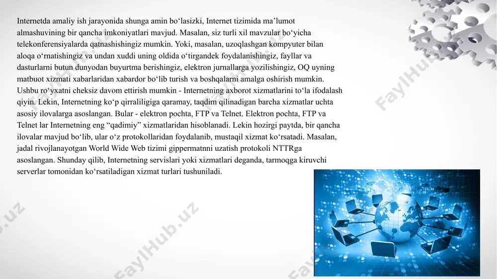 bu dastur sizga kompyuteringiz va serverlar o'rtasida fayllarni xavfsiz tarzda uzatish imkonini beradi. sftp va scp protokollari yordamida shifrlangan ulanishlarni ta'minlaydi, bu sizning ma'lumotlaringizni himoya qiladi. ssh-2 protokoli yordamida ko'plab serverlar bilan ishlash imkonini beradi. cyberduck: mac va windows uchun mo'ljallangan bepul, ochiq kodli fayl uzatish va bulut saqlash brauzeridir. u ftp, sftp, webdav, amazon s3, openstack swift, backblaze b2, microsoft azure & onedrive, google drive va dropbox kabi protokollar va xizmatlarni qo'llab-quvvatlaydi. dastur manba kodi ochiq bo'lib, har kim uni o'zgartirishi va takomillashtirishi mumkin. fayllarni uzatish protokoli (ftp) internetda ko‘pchilik kompyuterlardan fayl va dasturlarni olish imkoniyatini beradi. bunda ftp ma’lumot uzatish bilan cheklangan, ya’ni siz dastur-mijoz yordamida ftp-server bilan aloqa o‘rnatayotganingizda, dasturning barcha zaxiralari fayllar izlash va nusxalashga qaratilgan. telnet dasturi butunlay boshqa imkoniyatlar ochib beradi. uning yordamida boshqa kompyuter bilan aloqa o‘rnatish mumkin va undan interaktiv rejimda foydalanish mumkin. bu shuni bildiradiki, uzoqdagi kompyuter bilan telnet aloqa o‘rnatilganda …