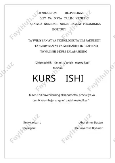 chizmachilik fanini o`qitish metodikasi — DOCX