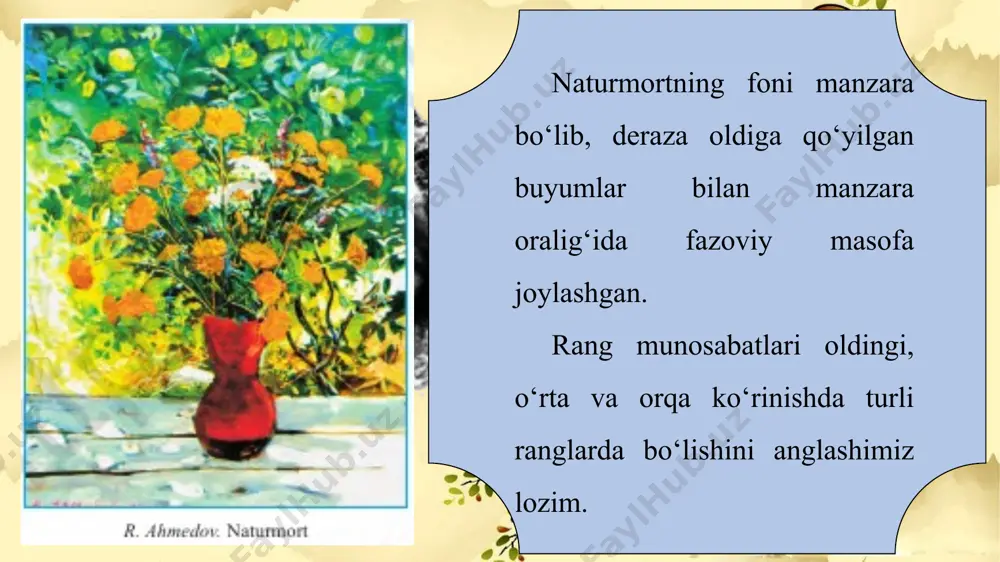 tabiat manzarasi fonida naturmort ishlash 5 - sinf - Page 4