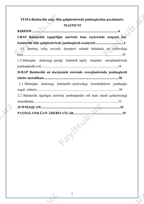 iline hám sanesıne iygilikli pazıyletlerdi sáwlelenińen jaslarǵa baylanıslı esaplanıp, hár tárepten jetik hám bárkámal, watan táǵdiri ushın xızmet etetuǵın, belsendi, iymanlı áwladtı kamalǵa jetkiziw, oqıtıwdı sapalı hám mazmun tárepten joqarı tekshelerge alıp shıǵıw awelembar oqıtıwshı hám tárbiyashi tárbiyashılar moynına dańqlı hám usı waqıtta juwapkershilikli wazıypanı júkleydi. ózbekistan respublikası huqıqıy demokratiyalıq jámiyet qurıw barar eken, óz puqaralarina, ásirese, jańa jámiyet qurıwǵa bel baylanıstırǵan, ósip kiyatırǵan jetkinshektiń bárkámal bolıp erjetiwine bólek itibar qaratıp atır. bárkámal shaxs tárbiyasın shólkemlestiriw barlıq dáwirlerde jámiyettiń zárúrli talabı hám tiykarǵı maqseti bolıp kelgen. tuwrısıda házirgi tálim reformaları sharayatında da bárkámal áwlad tárbiyası haqqında sóyler ekenler: «watanimizdiń keleshegi, xaqimizdiń ertenińi kúni, mámleketimizdiń jáhán jámiyetshiligindegi abıroy itibarı awelember perzentlerimizdiń kógerip, ósip, qanday insan bolıp turmısqa kirip barıwǵa baylanıslı. «tálim tuwrısında» ǵi nızamda belgilep berilgeni sıyaqlı, mektepke shekem tálim bala shaxsın saw hám jetik mektepte oqıwǵa tayarliq dárejesin qáliplestiriw maqsetinde shólkemlestiriledi. bul tálim balanıń 6-7 jasqa tolǵanǵa shekem shańaraqta mektepge …