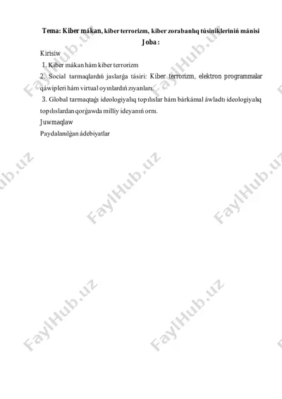 kiber mákan, kiber terrorizm, kiber zorabanlıq túsinikleriniń mánisi.pdf — PDF
