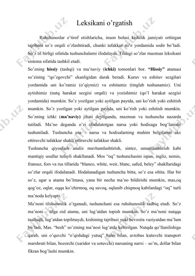 leksikani o’rgatish — DOC