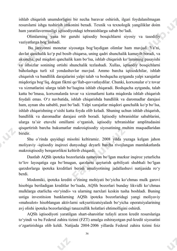ngiliklar doim ham yaratilavermasligi iqtisodiyotdagi tebranishlarga sabab bo‘ladi. olimlarning yana bir guruhi iqtisodiy bosqichlarni siyosiy va tasodifiy vaziyatlarga bog‘lashadi. bu jarayonni monetar siyosatga bog‘laydigan olimlar ham mavjud. ya’ni, davlat qanchalik ko‘p pul bosib chiqarsa, uning qadri shunchalik kamayib boradi, va aksincha, pul miqdori qanchalik kam bo‘lsa, ishlab chiqarish ko‘lamining pasayishi va ishsizlar sonining ortishi shunchalik tezlashadi. xullas, iqtisodiy bosqichlarni baholashga turli xil yondashuvlar mavjud. ammo barcha iqtisodchilar, ishlab chiqarish va bandlilik darajalarini yalpi talab va boshqacha aytganda yalpi xarajatlar miqdoriga bog‘liq, degan fikrni qo‘llab-quvvatlaydilar. chunki, korxonalar o‘z tovar va xizmatlarini ularga talab bo‘lsagina ishlab chiqaradi. boshqacha aytganda, talab katta bo‘lmasa, korxonalarda tovar va xizmatlarni katta miqdorda ishlab chiqarish foydali emas. o‘z navbatida, ishlab chiqarishda bandlilik va daromadlar darajasi ham, aynan shu sababli, past bo‘ladi. yalpi xarajatlar miqdori qanchalik ko‘p bo‘lsa, ishlab chiqarishning o‘sishi katta foyda olib keladi. shuning uchun ishlab chiqarish, bandlilik va daromadlar darajasi ortib boradi. iqtisodiy tebranishlar sabablarini, …