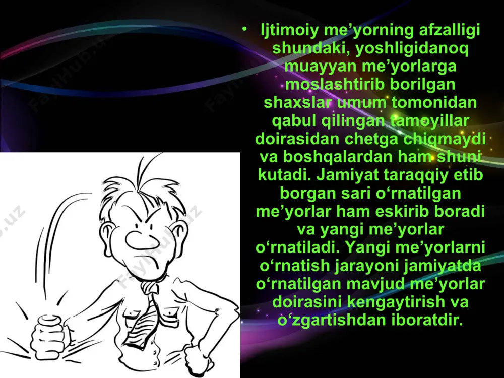 ichishlik ham dard o’ti, ham suvidir: yo’q, u do’zax o’ti ham to’fon suvidir... bu o’tda to’rt unsurgina yonib, yo’q bo’lib ketmaydi, aql-u his, din-u islom ham yo’qoladi, deganlar. har qanday jamiyatning iqtisodiy, ijtimoiy, madaniy va ma'naviy taraqqiyotiga zarba beruvchi illatlardan yana biri giyohvandlik hisoblanadi. giyohvandlik ham ichkilikbozlik singari inson salomatligining ashaddiy kushandasidir. giyohvand asli nasha, qoradori, ko’knori, geroin va shu kabi narkotiklarni iste'mol qilishga odatlangan odamdir. bunday odamlarni o’z nomi bilan emas, balki bangi, nashavand, ko’knori deb atashadi. narkotik moddalarning qaysi turini iste'mol qilishdan qat'i nazar, hammasi ham naslga yomon ta'sir etadi, giyohvand ayol yoki erkakning farzandlari tug’ma nogiron, mayib-majruh, aqli zaif, jismonan rivojlanmaydigan bo’lib tug’iladilar. . ma’lumki, har qanday holatda ham, ko‘p «qurbon» berib. bo‘lsada, to‘g‘ri yechimga erishish mumkin. lekin hamma gap shundaki, sub’ekt «qurbon» bera oladimi: xotini (yoki eri) bilan ajralib keta oladimi, yangi kasbga ega bo‘la oladimi yoki yo‘qmi. qatiy qarorga kela olmay, ko‘pincha sub’ekt «o‘rinbosar» vositalarga, …