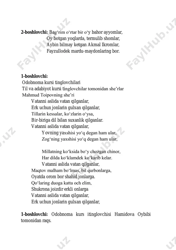 zdan yiroqlashmasin, hamisha qalbimizda aks-sado berib tursin.