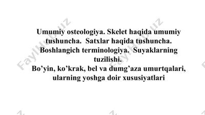 umumiy osteologiya (amaliy mashg‘ulot rejasi) — PPTX