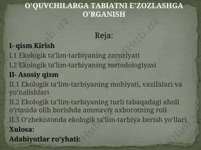 ekologik ta'lim-tarbiyasi — PPT