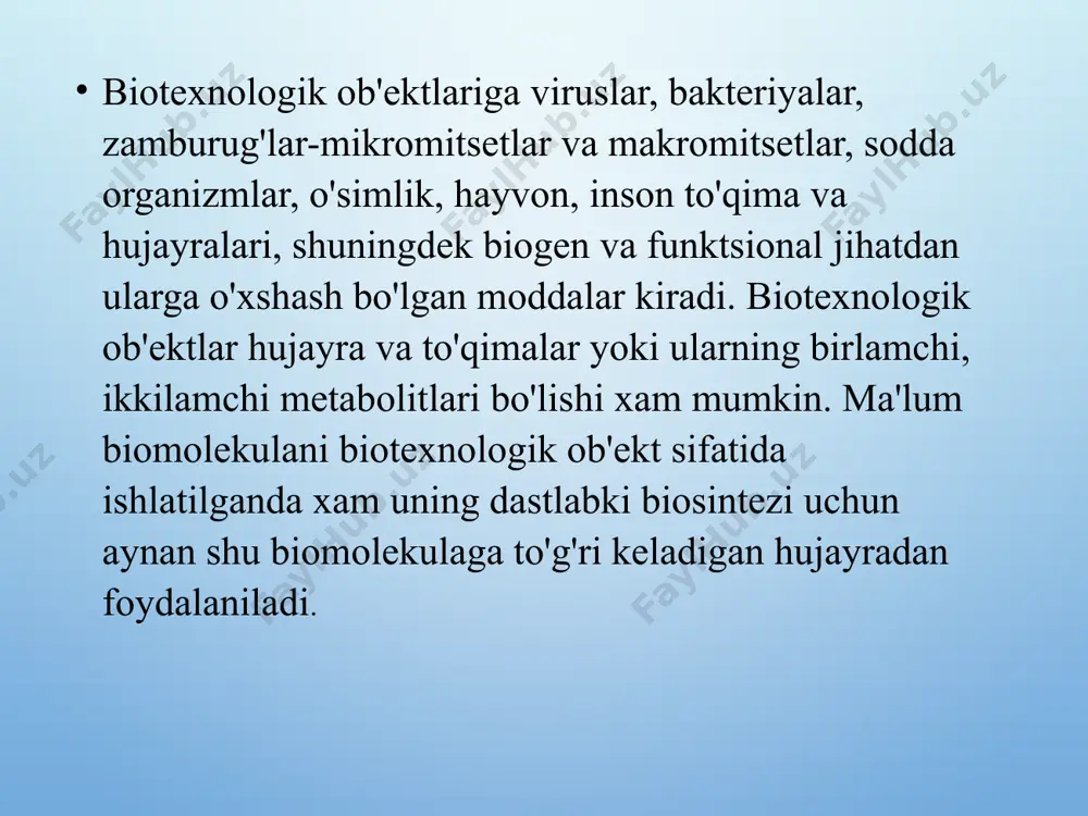 molekulyar biotexnologiyada foydalaniladigan biotexnologik ob’yektlar - Page 5