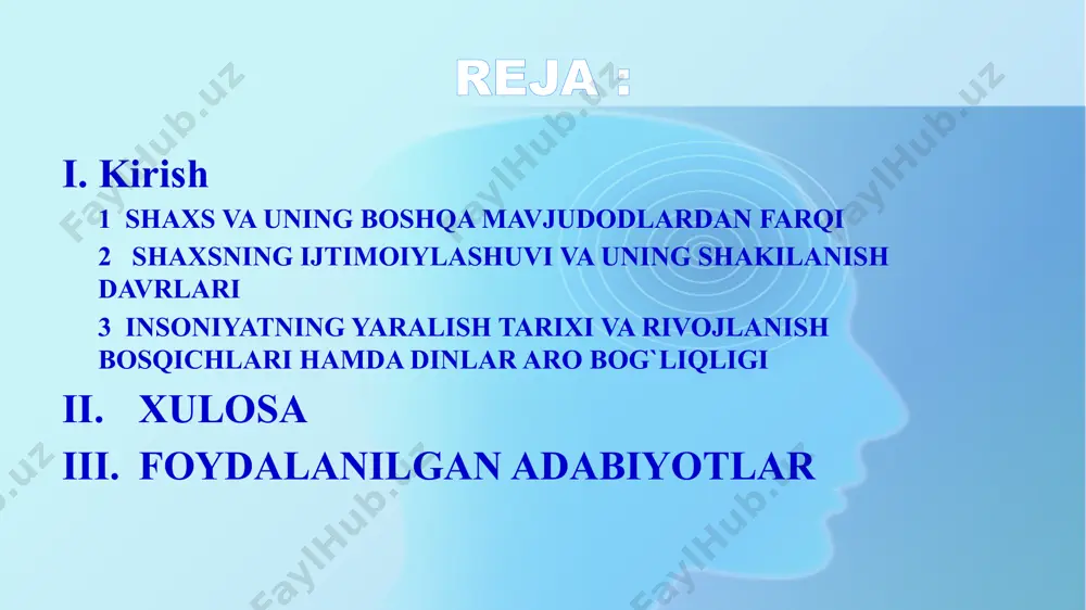 hayotga qadam qo’yishi, uning ijtimoiylashuvi, shaxsning jamiyat hayotiga, uning ijtimoiy ta`sirlariga moslashishi, uning ijtimoiy voqelikni bilish va anglash faoliyatiga bo’lgan muhim ehtiyoji sifatida paydo bo’ladi.1 shu bilan birga, bolada yana bir zarur hayotiy ehtiyoj, ya`ni har bir shaxsda o’ziga xoslikni, alohidalikni namoyon etish hissi ham shakllanadi. bola o’z “men”ini ro’yobga chiqarish uchun turli usullar va vositalarni qidira boshlaydi va shu orqali uning shaxsiy sifatlari shakllanadi. shaxsning alohida psixologik, o’ziga xos xislatlari, faqat o’ziga tegishli bo’lgan ijtimoiy faoliyatda namoyon bo’ladi, uning ijtimoiy xulq-atvori esa takrorlanmas jihatlarga ega bo’lib boradi. bolaning shaxs sifatida ulg’ayib, ijtimoiy rivojlanishi o’zaro bir-biriga bog’liq bo’lgan ikkita yo’nalishda olib boriladi: -moslashuv (ijtimoiy-madaniy va tarixiy tajribalarni o’zlashtirish); -individuallashiv (mustaqillik, nisbatan o’ziga xoslikka ega bo’lish). ijtimoiylashuv tushunchasi zamonaviy ilm-fanda inson shaxsining jamiyat hayotiga moslashishi va individuallashishi(o’ziga xoslikning ifodalanishi) kabi jarayonlarini o’zaro bog’lab turadi. shaxsning muayyan bir jamiyatdagi ijtimoiy shart-sharoitlarga moslashuvi va o’zini alohida olingan shaxs sifatida tasavvur qilishi ijtimoiylashuv jarayonining …