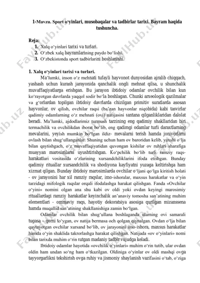 xalq o‘yinlari tarixi va turlari — PDF