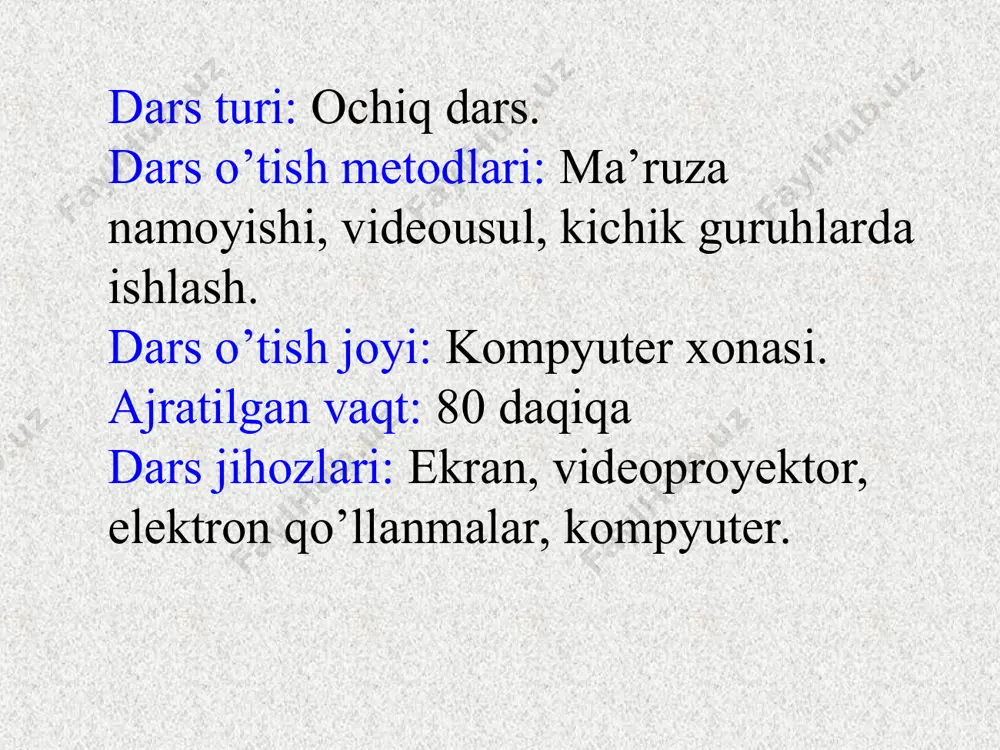 hifa, publikasiyalar, katalog, kutubxona shular jumlasidandir ziyonet tarmog’idan xohlagan mavzudagi ishlarni olish mumkin. masalan bizga informatika fanidan “kompyuter grafikasi” mavzusida ma’lumot kerak bo’lsa saytning qidiruv sohasiga kompyuter grafikasi so’zini kiritamiz va “izlash” tugmasini bosamiz.(3-rasm) 3-rasm natijada qidiruv natijalari hosil bo’ladi (4-rasm) 4-rasm ma’lumotni olish uchun “ko’chirib olish” tugmasini bosamiz (5-rasm) 5-rasm ma’lumotni saqlash uchun 6 va 7-rasmlarda ko’rsatilgan amallarni bajaramiz 6-rasm 7-rasm foydalanilgan adabiyotlar: w w w ziyonet.uz sayti