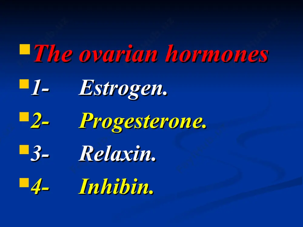 h of ducts, nipple and stroma of breast. -deposition of fat in breast. -estrogens increase the blood flow of breast. 5- interrelation between estrogens and other hormones: a) estrogens control the secretion of gths. b) estrogens stimulate prolactin secretion during pregnancy. c) estrogens cause acth secretion and enlargement of adrenal cortex. d) estrogens sensitize the myometrium to oxytocin action. 6- metabolic actions of estrogens: a) estrogens have protein anabolic effect mainly on sexual organs and bones. b) estrogens accelerate fusion of the epiphyses. c) estrogens lower the plasma cholesterol level. d) estrogens cause salt and water retention. e) estrogens increase the secretion of angiotensinogen. f) estrogens increase the formation of thyroid-binding globulin. progesterone actions of progesterone: a) on secondary sex organs: 1- uterus: progesterone controls the secretory phase of menstrual cycle. thus, preparing the endometrium for implantation of the fertilized ovum. it helps implantation of the fertilized ovum and formation …