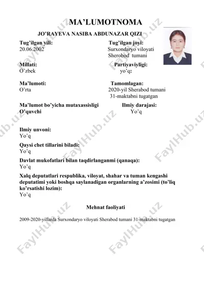 ma'lumotnoma — DOCX