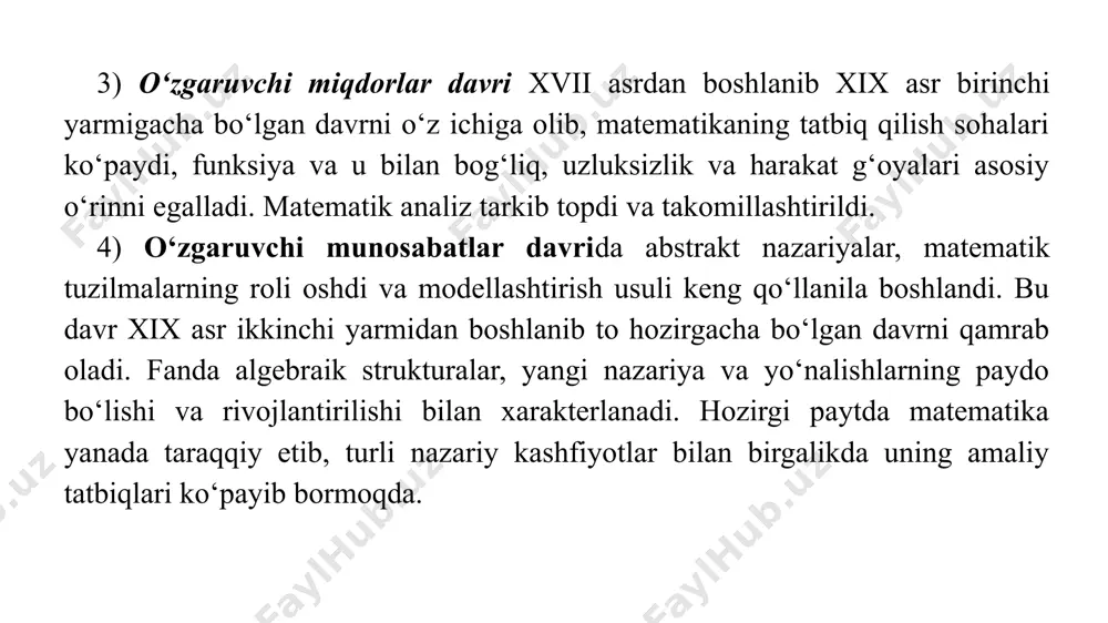 atlarini uning ma’lum rivojlanish darajasida o‘rganadigan va tadqiq etadigan pedagogikaning bo‘limiga aytiladi. matematika o‘qitish meodikasi fani "matematika pedagogikasi" sifatida ta’limning umumiy qonuniyatlarining matematika sohasida namoyon bo‘lish xususiyatlarini o‘rganadi. matematika o‘qitish uslubiyati fani avvalo o‘zaro bir-biriga bog‘liq to‘rtta savolga javob berishi lozim. birinchisi – nima uchun matematikani o‘rgatish kerak? bu savolga javobni ta’lim va tarbiya umumiy vazifalariga asoslanib topish mumkin, o‘z navbatida bu vazifalar jamiyat rivojining ma’lum bir bosqichida uning oldida turgan umumbashariy maqsad va vazifalar bilan aniqlanadi. ikkinchisi – kimni matematikaga o‘rgatish kerak? bir tomondan bu savol yosh haqida bo‘lib, qachondan boshlab bolalarni matematikaga o‘rgatish maqsadga muvofiq va qachon barcha uchun majburiy dastur o‘rnatishni tugatish zarurligini ifoda etadi. ikkinchi tomondan, maktabdan keyingi matematik ta’limning uzviyligini ifodalaydi. uchinchisi–o‘rganiladigan matematika mazmuni qanday bo‘lishi kerak? yoki nimani o‘rgatish kerak? bu savolga javob matematika o‘qitish maqsadlari haqidagi savol bilan mustahkam bog‘liq. matematika fanidan uni o‘qitish va o‘rgatish uchun qanday hajmda va qanday ma’lumotlar olish …