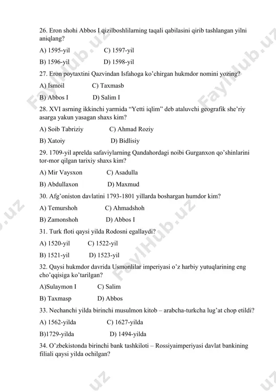 3-kurs sirtqi tarix yo’nalishlar uchun savollar - Page 4
