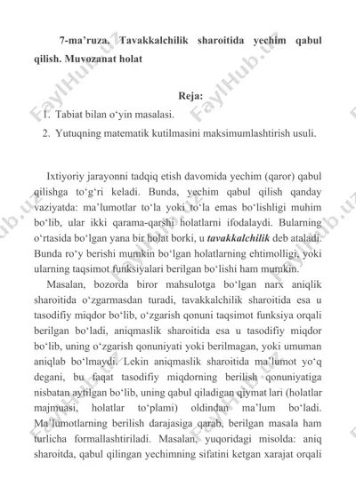 yechim qabul qilish — DOCX