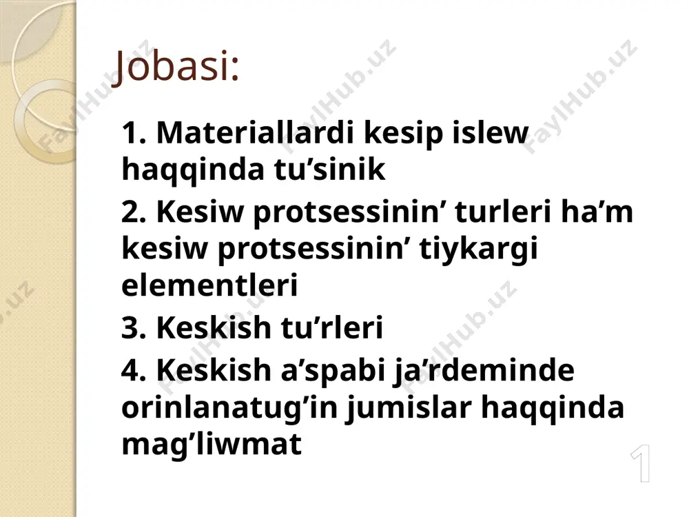 umisti orinlawshi ju’zi onin’ tiykargi kesiwshi qiri delinedi. 4 keskish tu`rleri orinlanatugin jumistin’ xarakterine qaray, ha’r tu’rli tiptegi keskishlerden paydalaniladi keskishler qollaniladi. bul keskishler o’z gezeginde da’slepki joniw keskishleri ha’m tazalap joniw keskishleri bolip bo’linedi. keskishlerdin tiykargi kesiw qirlarinin jaylasiwina qaray keskishler onaqay ham shebekey boladi 5 fason keskishler fason keskishler sırtqı ha`m ishki formalar islewde, rez`balar qırqıwda ken` paydalanıladı. bul keskishlerdi kesiwshii qırları, forması isleniwi kerek bolg`an bet formasına say etip egewlenedi. fason keskishler konstruktsiyası ta`repinen shen`berli (disk) keskishlerge ha`m prizmatik keskishlerge bo`linedi. shen`berli fason keskishler zagotovkalardın` sırtqı ha`m ishki betlerdi jonıwda, al prizmatik keskishler tek qana sırtqı betlerdi jonıwda qollanıladı. bul keskishler tek qana ko`ldenen` ısırıw menen g`ana kesedi. shen`berli keskishler opravkag`a o`tkerilip aylanıp kepewi ushın toretstegi tisler ja`rdeminde qısılıp turadı. prizmatik keskishler tutqıshqa kapdum ha`mde vint quralı menen bekkemlenedi. shen`berli rez`banın` keskichleri de, prizmatik keskishler de qırqılıwı kerek bolg`an rez`banın` profiline say qılıp tayarlanadı. prizmatik keskishler o`z …