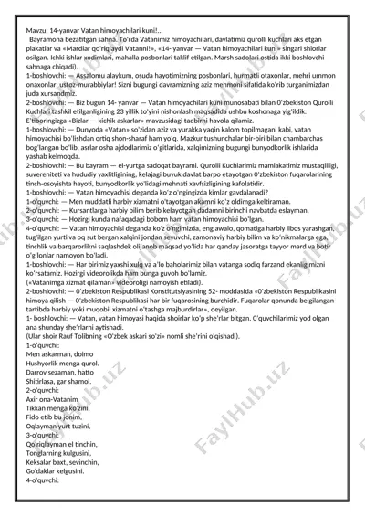 14-yanvar vatan himoyachilari kuni bayrami — DOCX