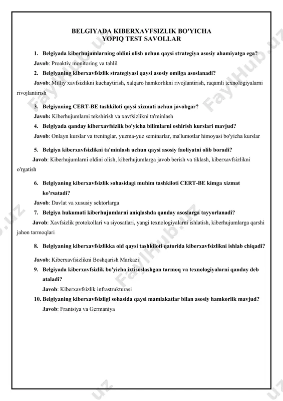belgiyada kiberxavfsizlik bo'yicha ochiq test savollar - Page 5