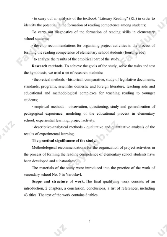 the topic, establishing links, predicting content. the student considers the structure of the text and tries to predict events. the third level is performance. when reading, the student performs semantic processing of the text using various actions: marks the text, emphasizes important thoughts, determines a personal attitude to events, characters. the result of working with the text is its understanding. so, the subject of speech activity is thought, and the result is its understanding. the process of reading includes two sides: technical and semantic [18]. the technical side includes: the way of reading, the pace (speed) of reading, the dynamics (increase) of reading speed, the correctness of reading. semantic includes expressiveness and understanding (consciousness). the main thing is to understand and realize what is read, because the child learns to read in order to learn something new. the technical side obeys and serves the first. but in order to use …