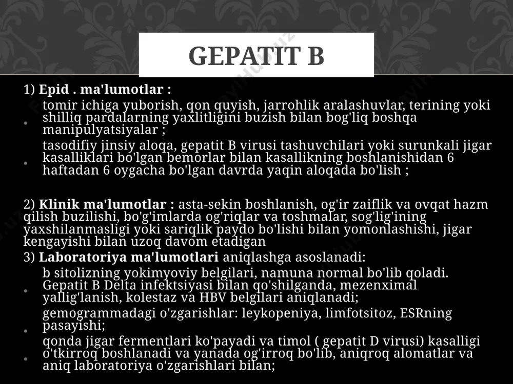 e virusi igm sinfiga (anti-hev igm ) antikorlardir. kasallikning o'tkir davrida qon zardobida tahlil (elisa). gepatit e image2.png image3.png image4.png image5.png image6.png /docprops/thumbnail.jpeg