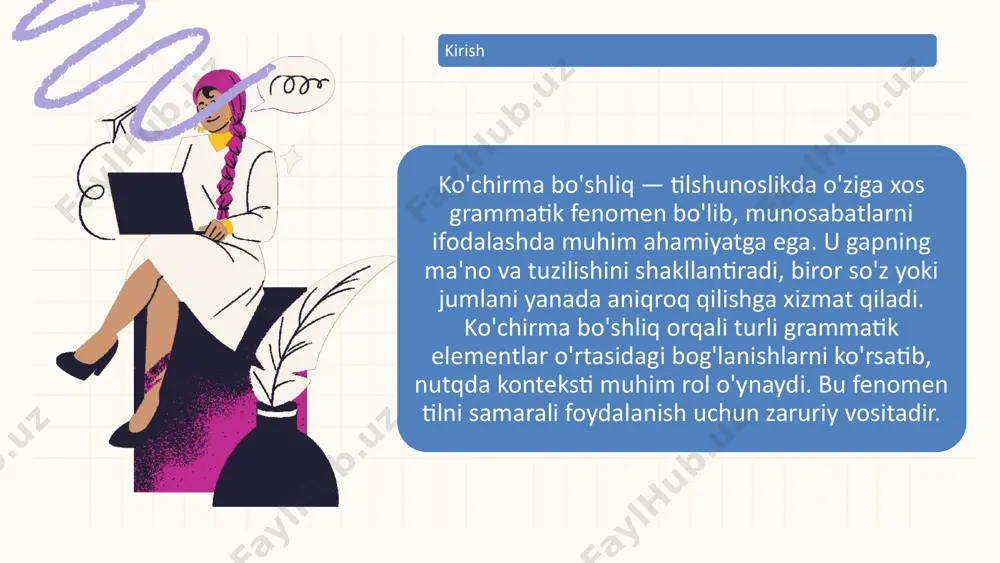 urasi va ma'nosini anglashda muhim ahamiyatga ega. bosh gap asl fikrni ifodalaydi, o'zlashtirilgan qo'shimcha esa bu fikrni kengaytiradi va uni masala, sabab yoki qo'shimcha tafsilotlar bilan to'ldiradi. ushbu tuzilma yordamida nutq aniqroq va ko'proq ma'lumot taqdim etish imkonini beradi, bu esa auditoriya bilan samarali muloqot o'rnatish uchun zarurdir. o'zlashtirma gaplar turli bog'lanishlarga qarab bir necha turlarga bo'linadi. ular orasida miqdor, sabab, vaqt va joy gaplari mavjud bo'lib, har biri o'ziga xos grammatik shakllarga ega. masalan, miqdor o'zlashtirma gaplar muayyan narsalar sonini ko'rsatadi, sabab o'zlashtirma gaplar esa harakat yoki holatning sababini ifodalaydi. bunday turdagi tuzilmalar ma'no to'ldirish va muloqot samaradorligini oshirish uchun xizmat qiladi, bu esa komunikatsiyani yanada ravshan va aniq qiladi. o'zlashtirma gaplar gap mazmunini boyitishda muhim rol o'ynaydi. ularning orqali noaniqliklar kamayadi, bu esa haya't vazifalarini aniq va to'g'ri ifodalash imkonini beradi. mukammal ovoz chiqarish va o'z fikrlarini ancha ravon yetkazish uchun, o'zlashtirma gaplar yordamida tuzilmalarni to'liq va izchil …