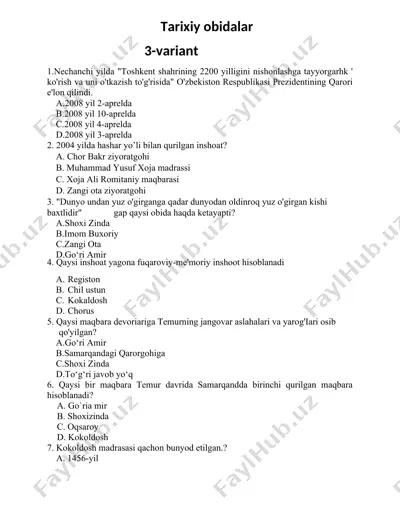 tarixiy obidalar — DOCX