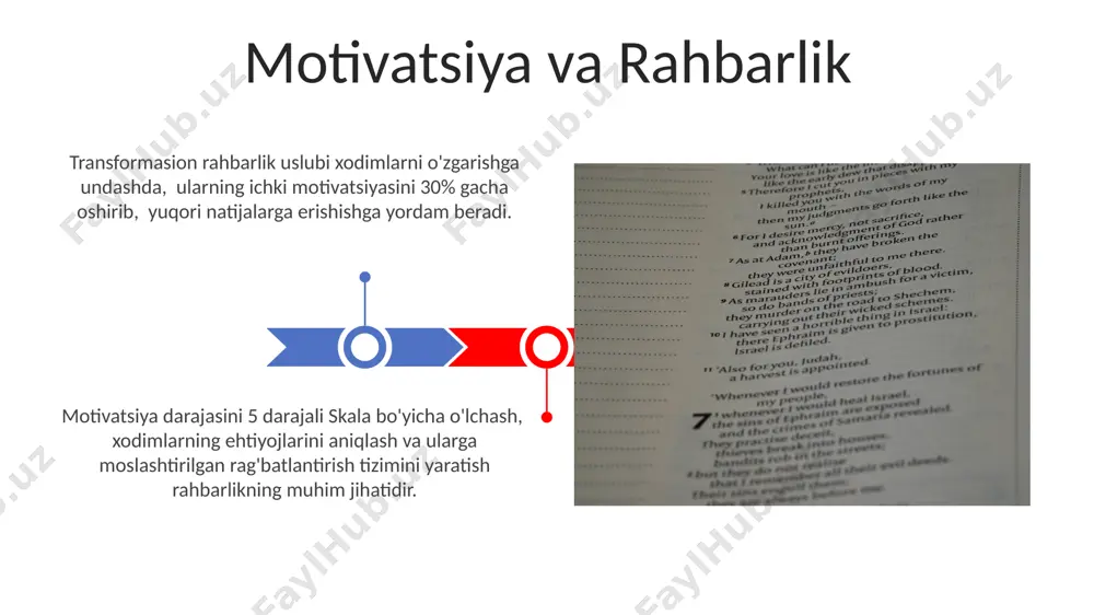 alab qiladi va guruhiy fikrlash xavfini o'z ichiga oladi. ishchi samaradorligini oshirish ishchi samaradorligini oshirishda 20% gacha yaxshilanishni motivatsion dasturlar, masalan, bonus tizimlari yoki martaba o'sishi imkoniyatlari orqali erishish mumkin. samaradorlikni 15-25% ga oshirish uchun ish joyini ergonomik jihatdan to'g'ri tashkil etish va zamonaviy texnologiyalarni qo'llash muhim ahamiyatga ega. stressni boshqarish ish va shaxsiy hayot oʻrtasidagi muvozanatni saqlash, stress darajasini 20% ga kamaytirishga yordam beradi, bu esa xodimlar samaradorligini oshiradi va kasallik xavfini pasaytiradi. mindfulness texnikalari, masalan, chuqur nafas olish mashqlari, diqqatni jamlash va tasavvur qilish, stress bilan bogʻliq simptomlarni 40% ga kamaytirishi mumkin, bu esa ruhiy salomatlikni mustahkamlaydi. e'tiboringiz uchun rahmat @taqdimot_robot image4.jpg image5.jpg image6.jpg image7.jpg image8.jpg image9.jpg image10.jpg image11.jpg image12.jpg image13.jpg image14.jpg image15.jpg image1.jpeg image2.jpeg