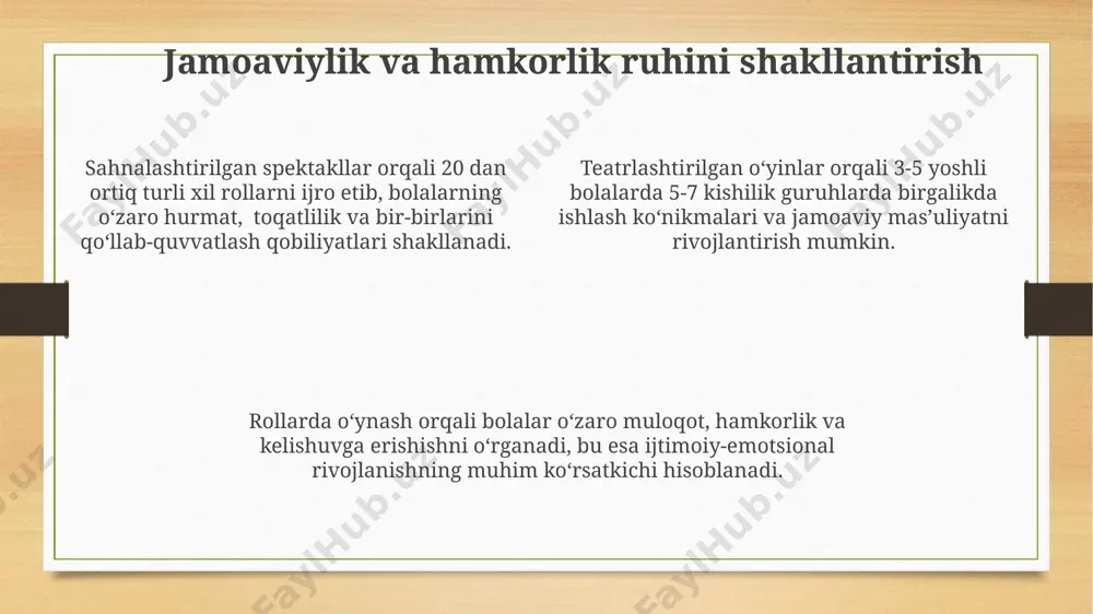 maktabgacha taʼlim tashkilotida sahnalashtirish faoliyatining asosiy maqsadi - Page 4