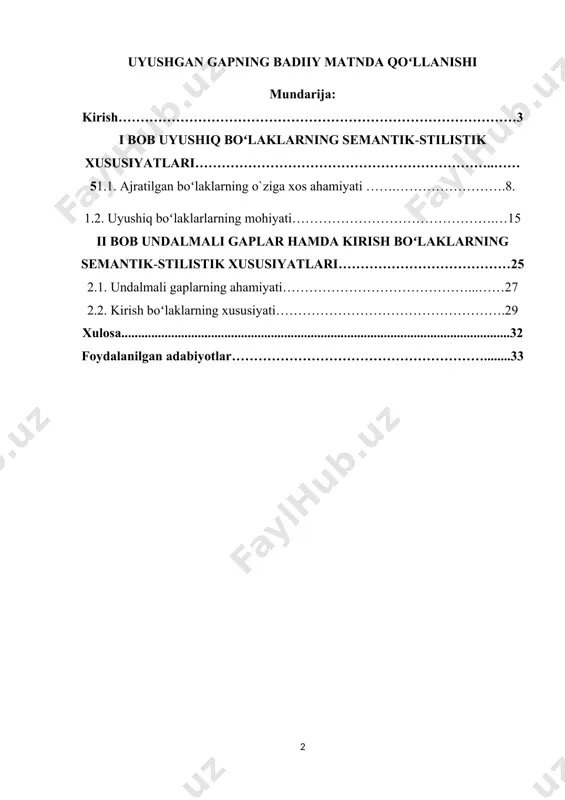 h kabi dolzarb vazifalarni yuklaydi. mustaqillik sharofati bilan oʻzbek tilining sintaksisining azaliy muammolaridan biri fikr almashuv va aloqa-aralashuvning asosiy birligi-kommunikativ birlik boʻlgan gapni tarkibiy qismlarga ajratish gap boʻlaklari va har bir boʻlakning gap qurilishidagi oʻrni, gapning tarkibiy qurilishi masalasidir. shu boisdan, gapning lingvistik xususiyatlari bilan bir qatorda, uning psixologik xususiyatlarini har tomonlama oʻrganish, ularga har jihatdan e'tibor qaratish kuchaytirildi. xususan, informatsiyani toʻla yoritishda murakkablashgan sodda gaplarning oʻrni alohida boʻlib, tuzilish jihatdan murakkab tarkibga ega bunday gaplarda mazmun hajmining kengligi kuzatiladi. murakkablashgan sodda gaplarning grammatik belgilaridan kelib chiqilsa, ularning semantik tabiati yaqqol yuzaga chiqadi. til belgilar sistemasi boʻlib, lisoniy belgilar qatorida gap alohida mavqega egadir, chunki gapda shakl va mazmun toʻliqligi namoyon boʻladi. hozirga qadar murakkablashgan sodda gaplarning oʻziga xos xususiyatlari muammosi rus va boshqa xorijiy tilshunoslikda birmuncha atroflicha oʻrganilgan. oʻzbek tilshunosligida mavjud darsliklarda ham murakkablashgan sodda gaplar boʻlimi berilgan. ayrim ishlarda bunday gaplarning grammatik-semantik-stilistik xususiyatlari tadqiq etilgan. badiiy asar tiliga …