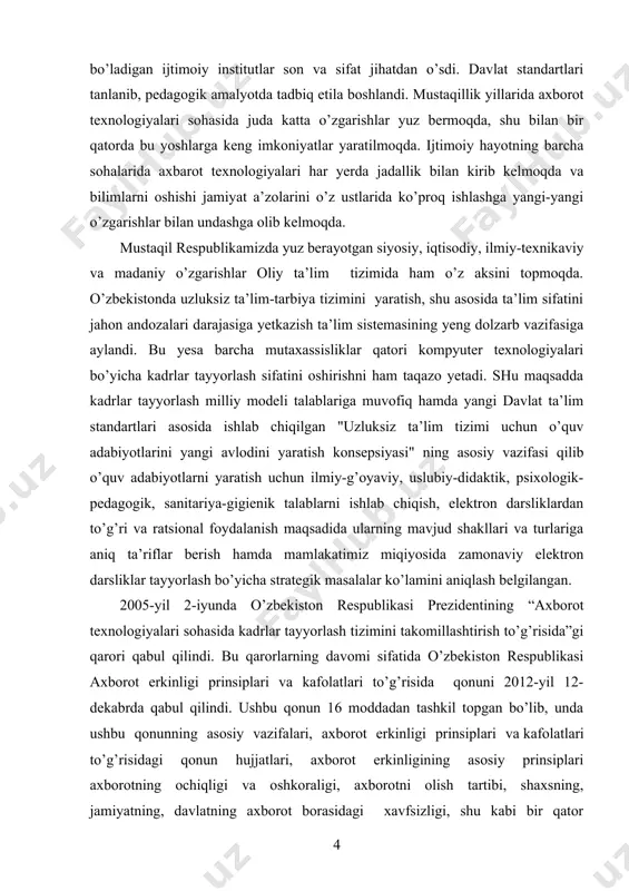 kvadratur formulalar keltirilgan va tahlil qilingan. ma’lumki, ba’zi bir obektlarni matematik modellashtirishda jism sirti va hajmini, jism og’irlik markazi va inersiya momentini, biror kuch ta’sirida bajarilgan ish miqdorini aniqlashga to’g’ri keladi. bu kattaliklarni aniqlash, masalaning berilishiga bog’liq ravishda berilgan analitik funksiyani biror oraliqda aniq integrallashga keltiriladi. 1. ko‘rinishdagi differensial tenglamalar ko‘rinishdagi differensial tenglama ketma-ket marta integrallash bilan uning yechimi topiladi. har bir integrallashda bittadan ixtiyoriy o‘zgarmas hosil bo‘lib, natijada ta ixtiyoriy o‘zgarmasga bog‘liq umumiy yechim hosil bo‘ladi. 1-misol. differensial tenglamaning bo‘lganda bo‘ladigan xususiy yechimini toping. yechish. desak, bo‘lib, berilgan tenglama ko‘rinishda bo‘ladi. oxirgi tenglamani integralab, tenglamani hosil qilamiz. bo‘lganligi uchun ya’ni, oxirgi tenglikni integrallab, umumiy yechimni olamiz. endi berilgan boshlang‘ich shartlarda koshi masalasini yechamiz: bo‘lganda bo‘lganligi uchun, shunday qilib, koshi masalasining yechimi bo‘ladi. 2. ko‘rinishdagi differensial tenglamalar ko‘rinishdagi differensial tenglama almashtirish orqali birinchi tartibli differensial tenglamani yechishga keltiriladi. 2-misol. tenglamaning umumiy yechimini toping. yechish: bilan almashtirib olsak birinchi tartibli chiziqli …