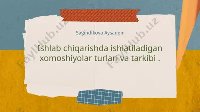 shisha sanoati uchun hom-ashyo materiallari — PPTX